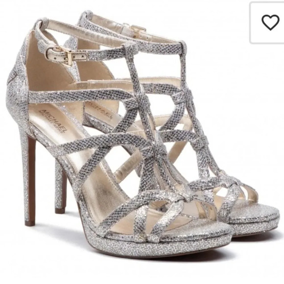 MICHAEL Michael Kors Glitter Champagne Heels Sz 7 - Picture 16 of 16